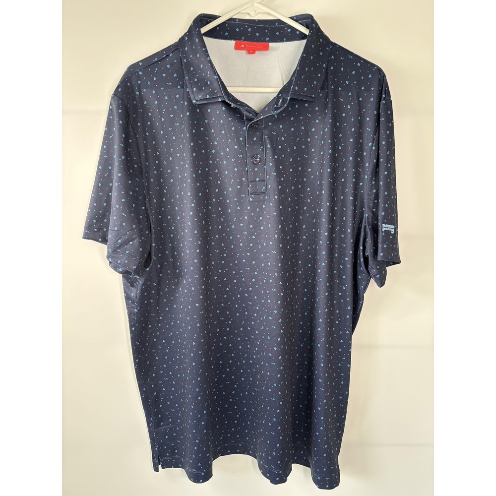 REDVANLY Polo Shirt Mens XL Blue Polka Dot Golf Performance Short Sleeve Ping